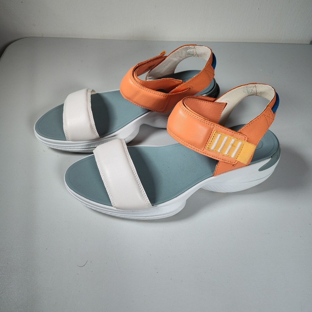 Sorel Explorer Blitz Stride Sandals Orange White Blue Slingback Womens Size 11